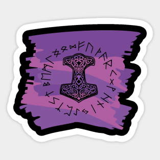 Vikings Norse Mythology Mjolnir and Runes Asatru Viking Gift Sticker